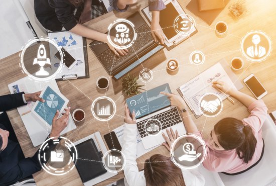 Start Up Business of Creative People Concept - Modern graphic interface showing symbol of entrepreneurship, fund, and project plan to start a new small business